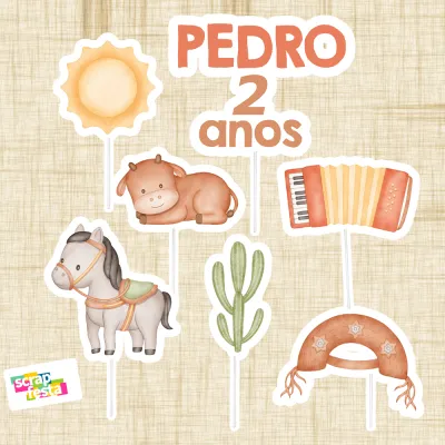 Topo de Bolo Personalizado Festa Sertão Nordeste Cangaço