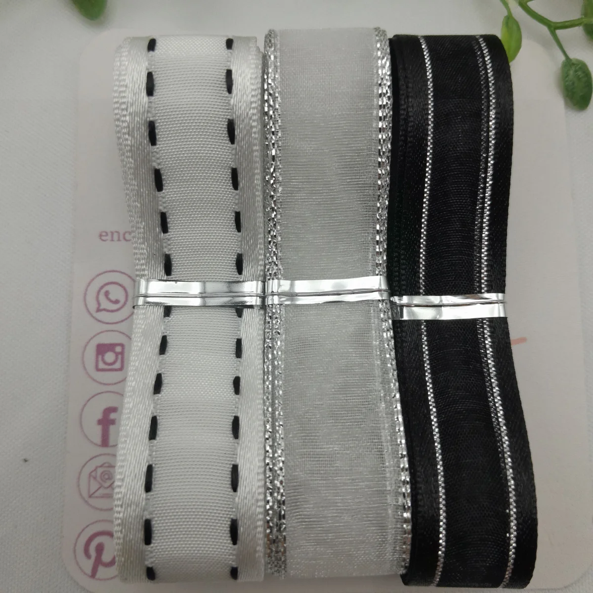 Kit de Fitas Coordenadas Branco, Preto e Prata