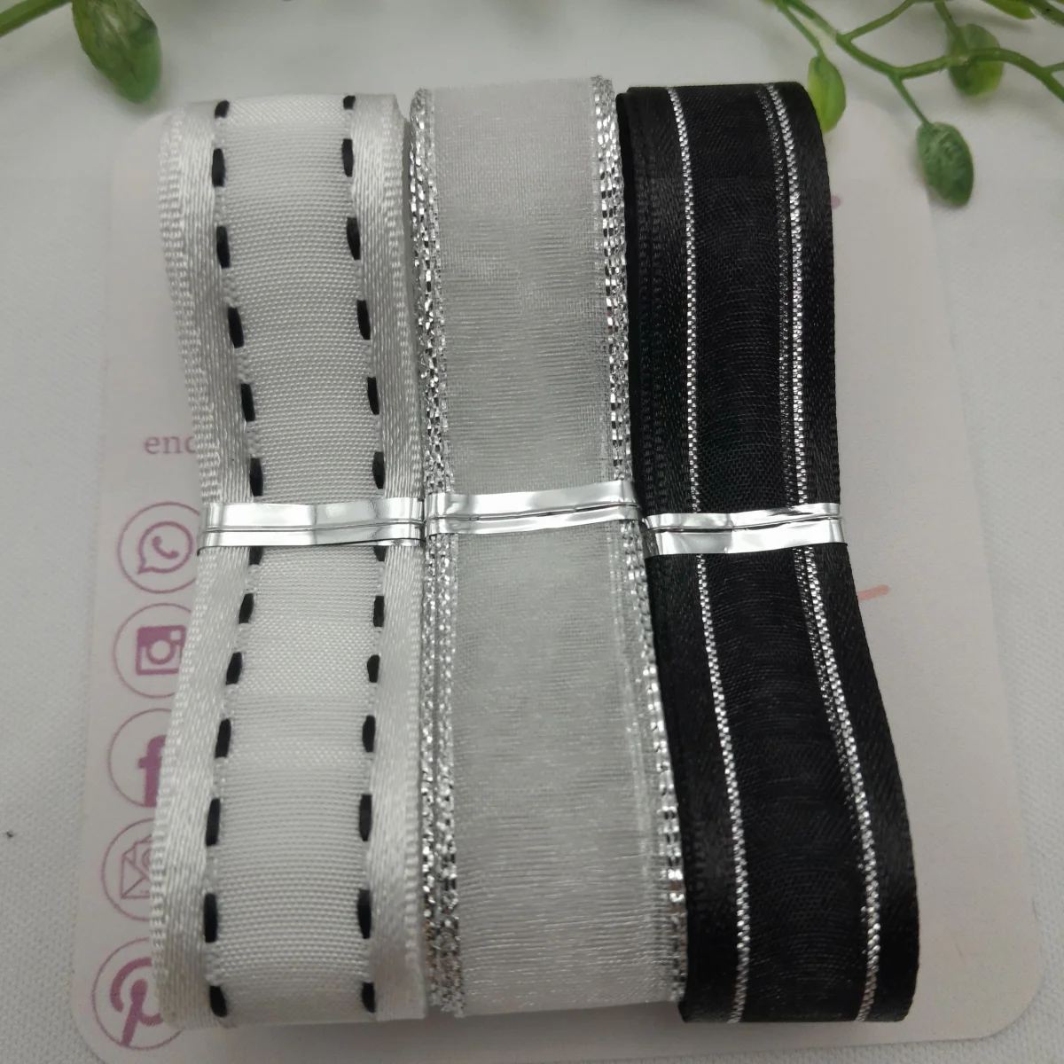 Kit de Fitas Coordenadas Branco, Preto e Prata - Imagem 4