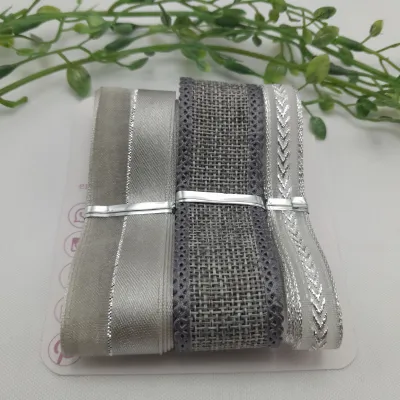Kit de Fitas Coordenadas Tons de Cinza e Prata para Artes e Costura Criativa