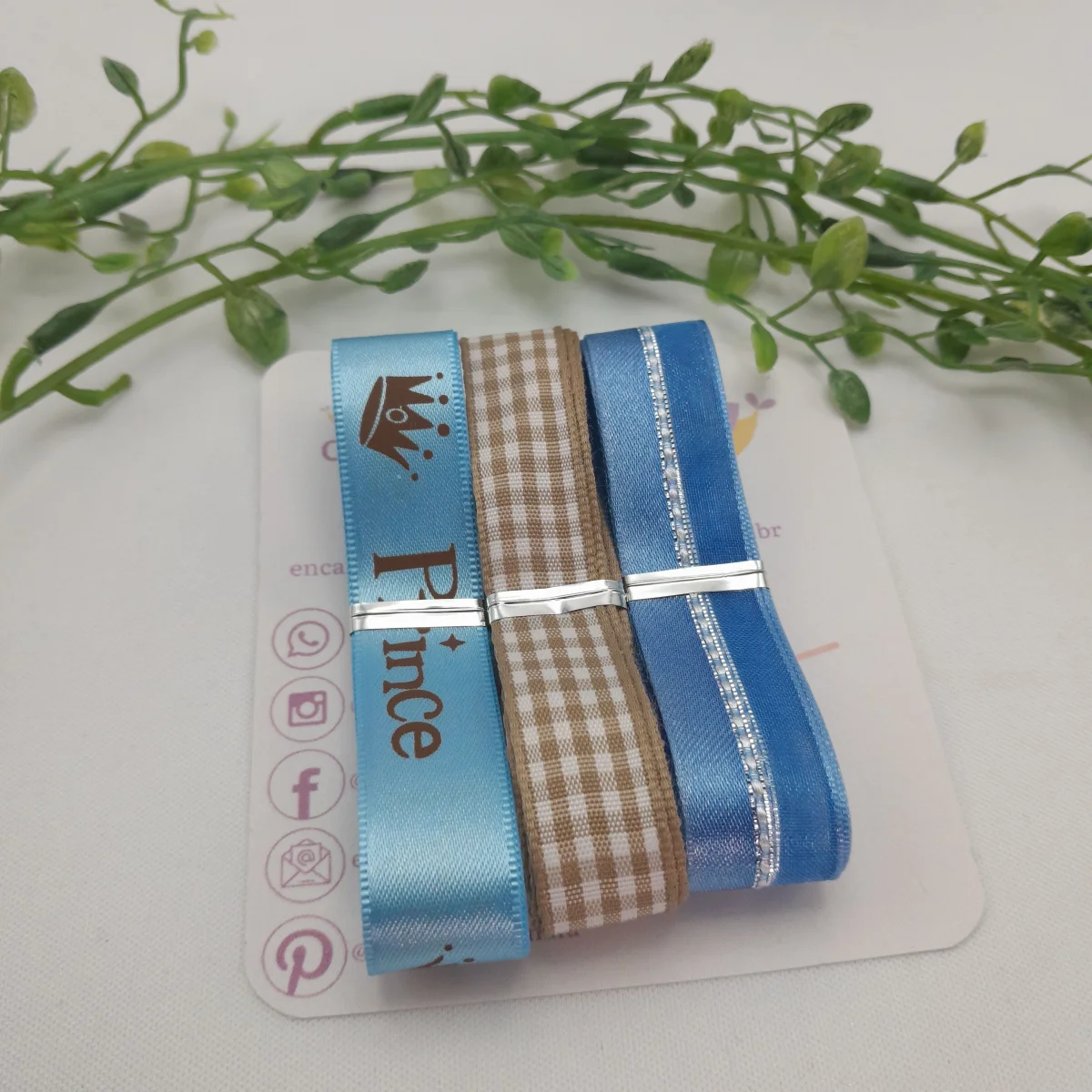 Kit de Fitas Coordenadas Realeza em Azul e Marrom Xadrez