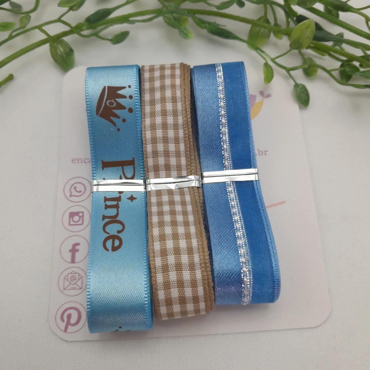 Kit de Fitas Coordenadas Realeza em Azul e Marrom Xadrez - Imagem 4