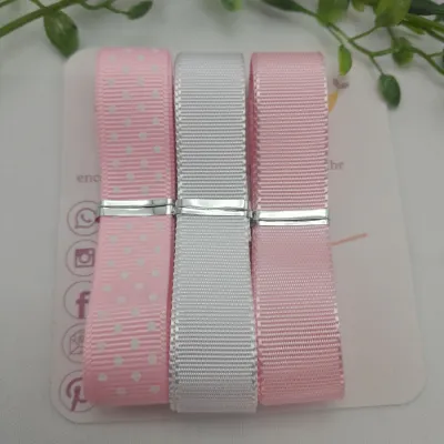 Kit de Fitas Coordenadas Rosa bebe com Bolinhas e Branco