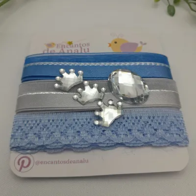Cartela de Renda e Fitas Azuis para Scrapbook e Artesanato