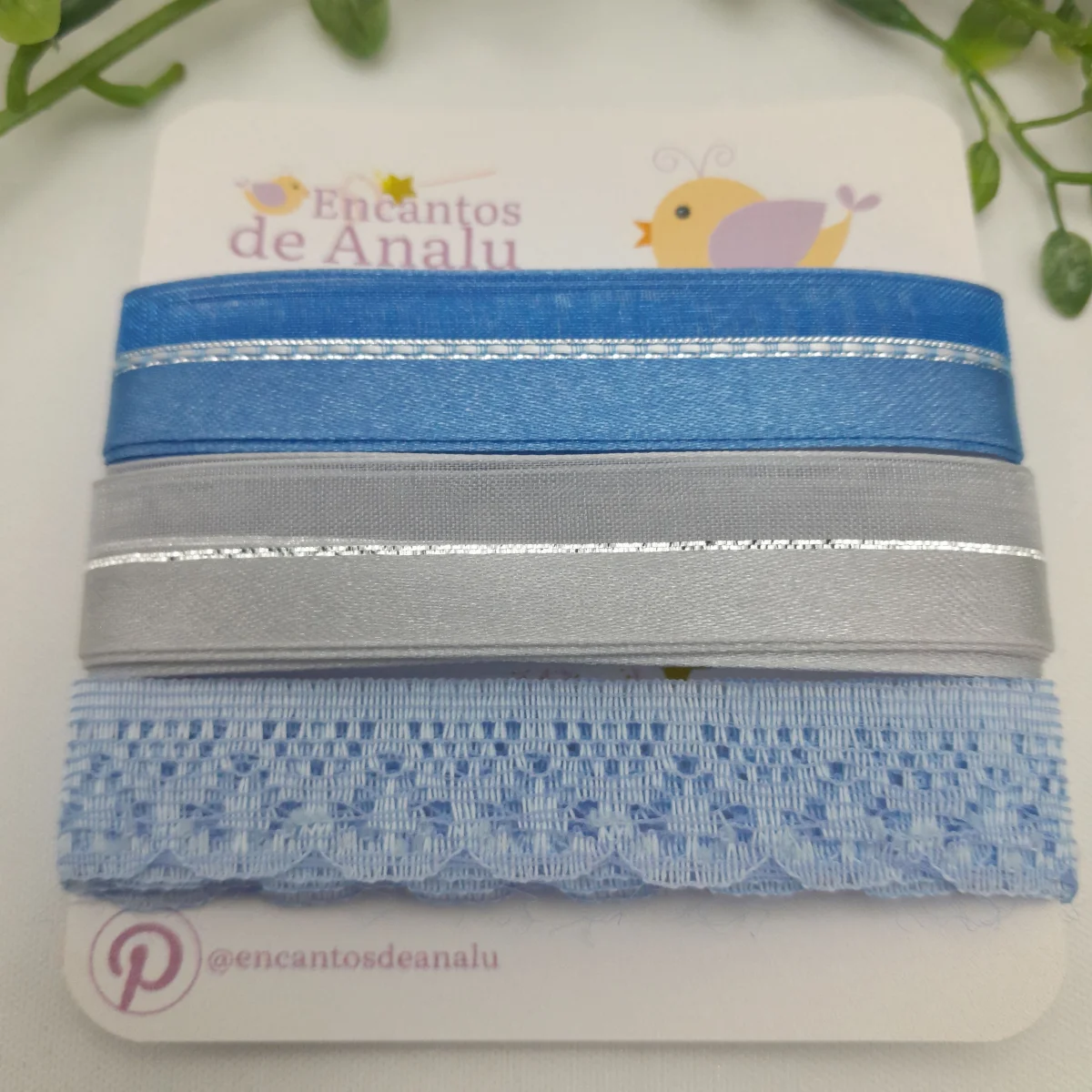 Cartela de Renda e Fitas Azuis para Scrapbook e Artesanato - Imagem 5
