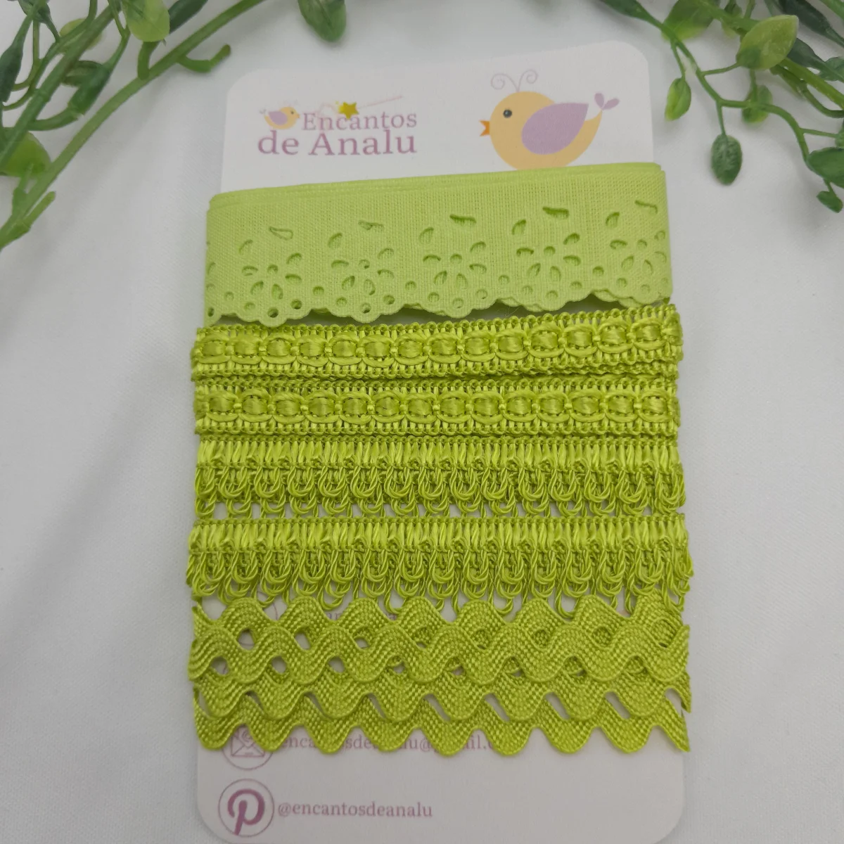 Kit de Aviamentos Coordenados para Artesanato Verde Ervilha