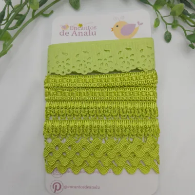 Kit de Aviamentos Coordenados para Artesanato Verde Ervilha