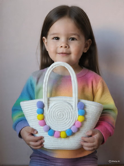 Bolsa de Praia Infantil com Pompom