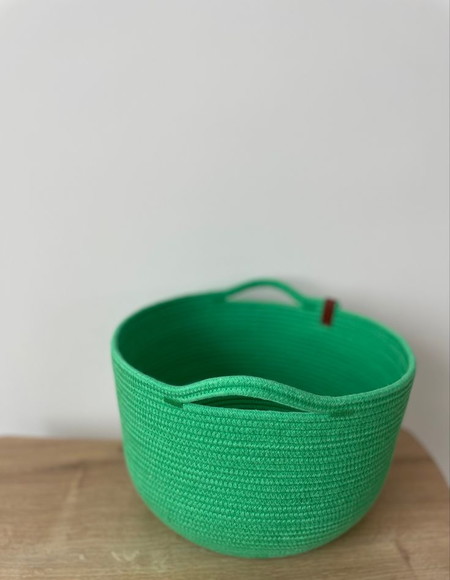 Cesto em Corda de Algodão Verde Bandeira