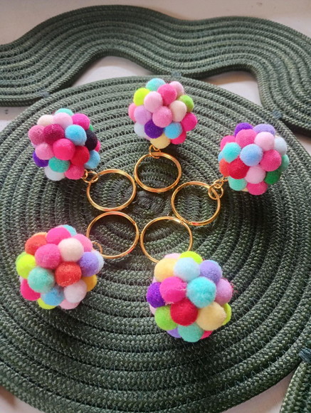 Kit 10 Chaveiros Pompom Colorido