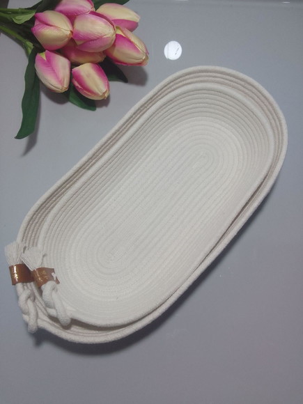 Kit 2 Bandejas Oval 30cm e 26cm em Corda de Algodão