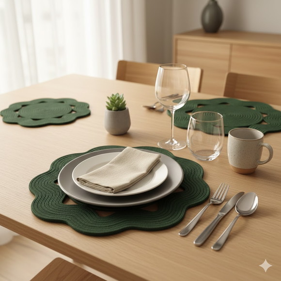 Kit 2 Jogo Americano Artesanal Verde Militar