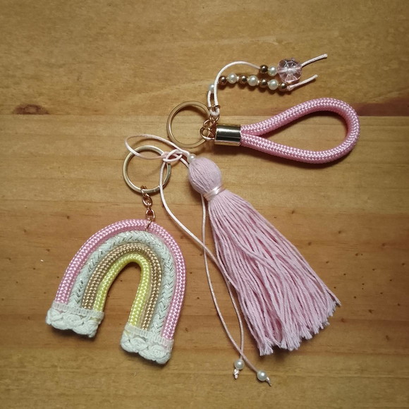 Kit 3 Chaveiros de Corda Rosa