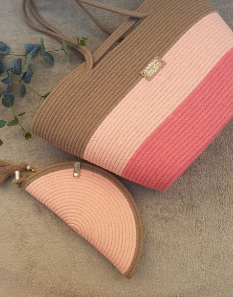 Kit Bolsa de Praia + Clutch em Cordão