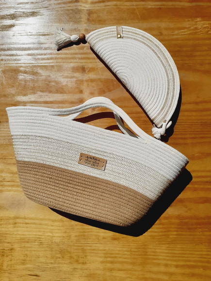 Kit Bolsa de Praia + Clutch em Cordão