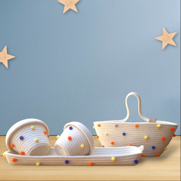 Kit Higiene de Algodão Pompons Tema Universo