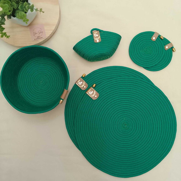 Kit Jogo Americano 2 Lugares + Cestos