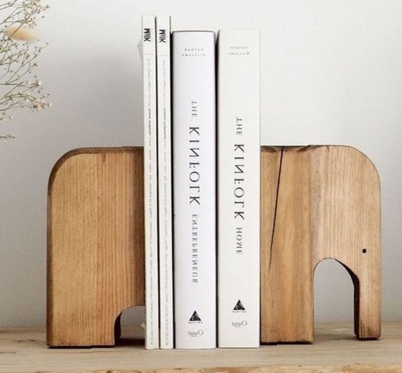 Suporte para Livros Elefante Decorativo de Madeira