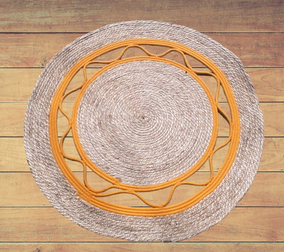 Tapete Palha com Amarelo 80cm