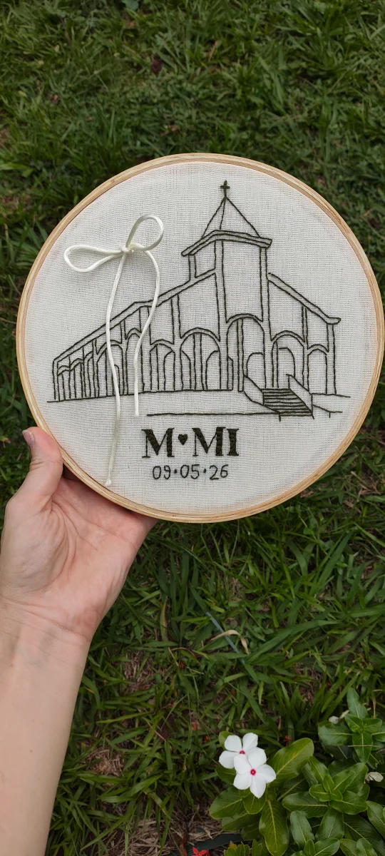 Porta aliança bastidor bordado igreja - Personalizável - Imagem 2