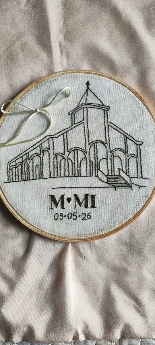 Porta aliança bastidor bordado igreja - Personalizável - Imagem 6