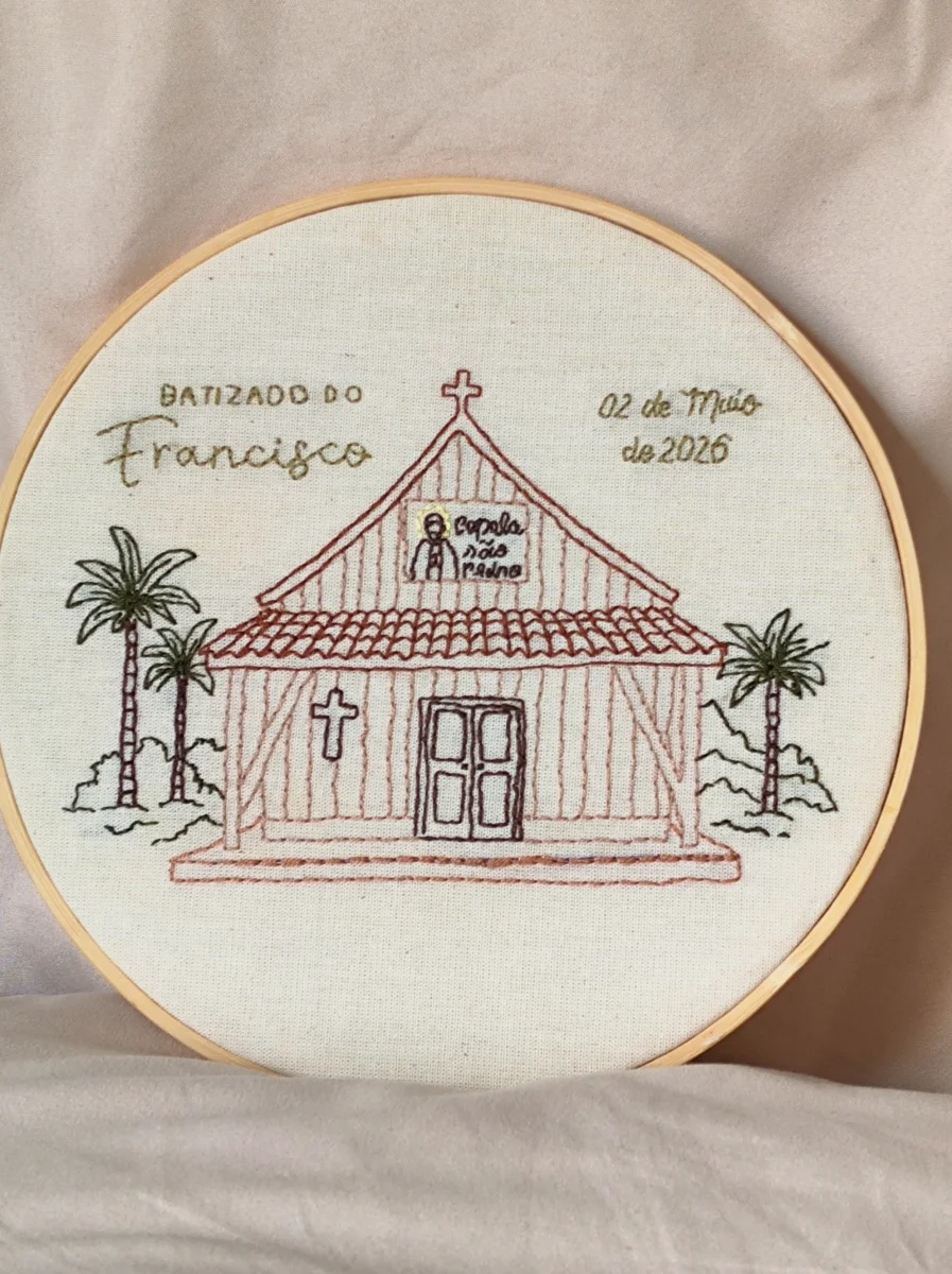 Bastidor bordado para batizado - Personalizado - Imagem 2