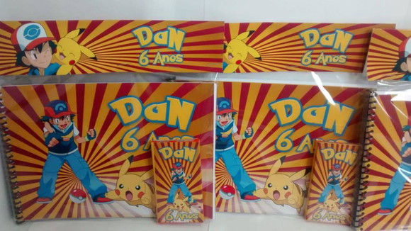 Caderno + Gis de Cera Personalizados Pokemon - Imagem 2