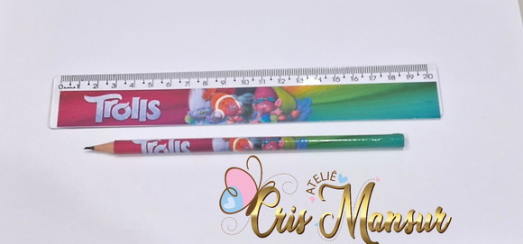 Lápis e Régua Personalizados Trolls