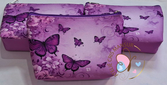 Necessaire Borboleta Roxa - Imagem 3
