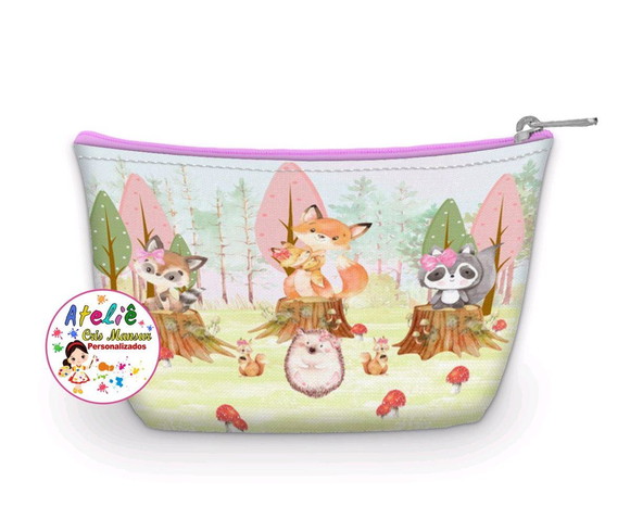 Necessaire Bosque encantado Aquarelado rosa