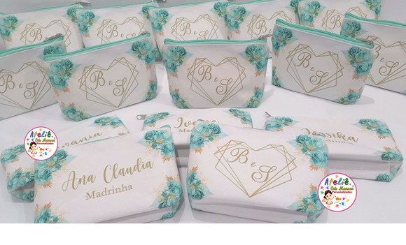 Necessaire Casamento floral azul Thifany - Imagem 2