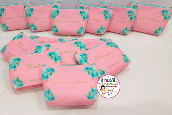 Necessaire para madrinha - Rosé com azul tiffany - Imagem 2