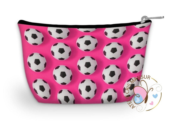 Necessaire Personalizada - Tema Futebol Rosa