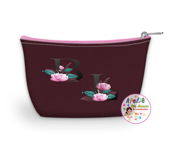 Necessaire personalizada Floral Marsala