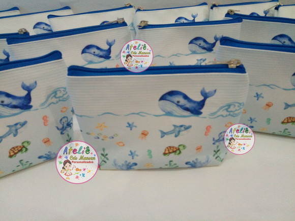 Necessaire Personalizada Fundo Do Mar Aguarela - Imagem 4