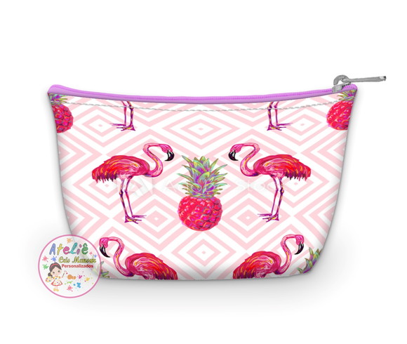 Necessarie Personalizada Flamingo e abacaxi rosa