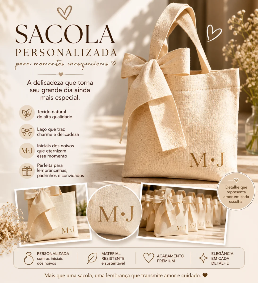 Sacola Ecobag Personalizada Casamento - Imagem 3