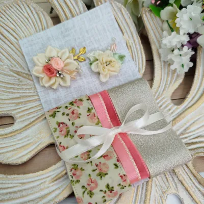 Kit de Aviamentos e Enfeites Coordenados Tons Coral/Bege para Customização, Artesanato e Scrap