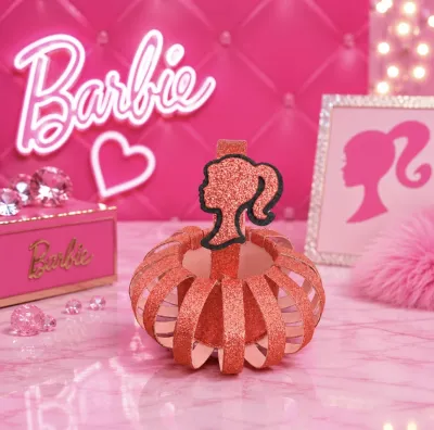 Cachepô cestinha centro de mesa Barbie