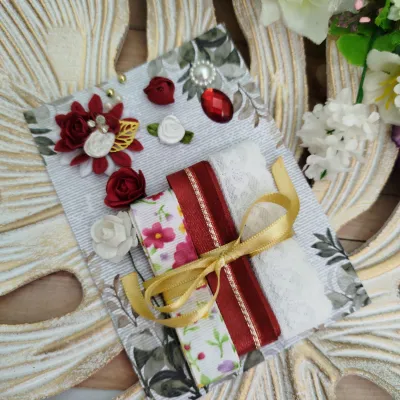 Kit de Fitas, Rendas e Enfeites Coordenados Vermelho e Branco - Kit Fracionado Scrap e Artesanato