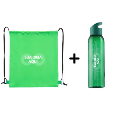 30 Kit com mochila saco impermeável + garrafa 700ml Personalizado Brinde Corporativo Atacado