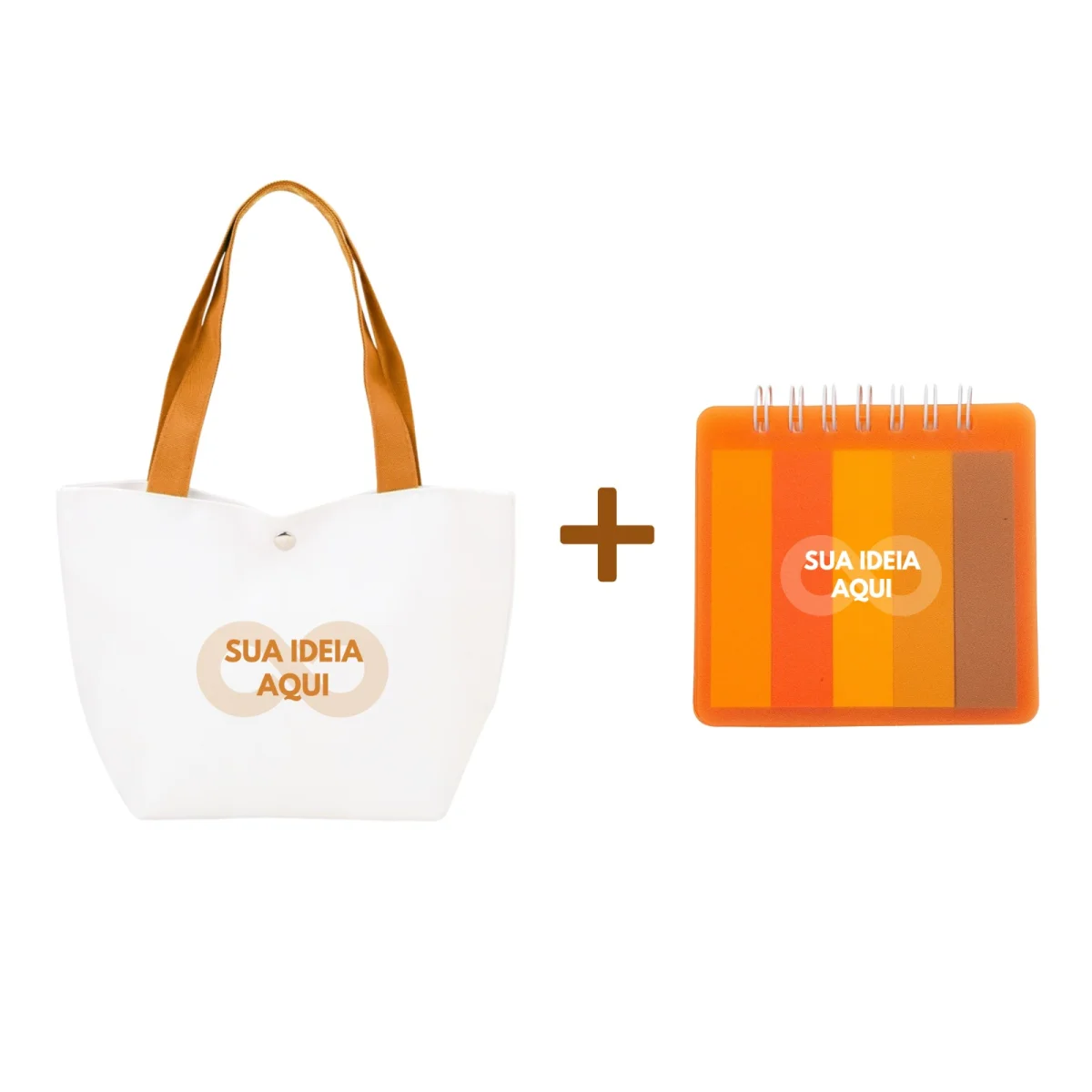 10 Kit com bolsa de lona 7L + bloco autoadesivo Personalizado Brinde Atacado Corporativo