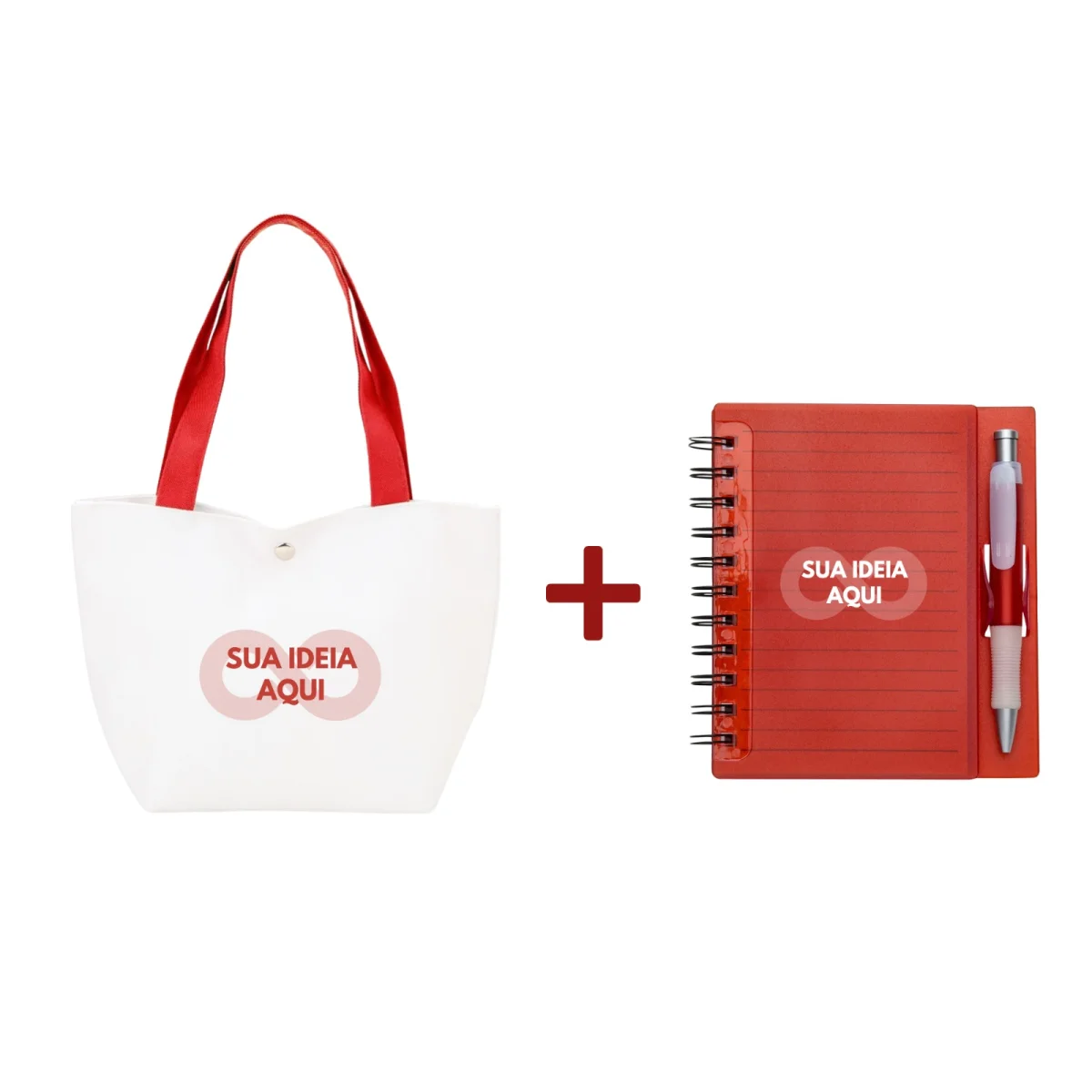30 Kit com bolsa de lona 7L + caderno com caneta Personalizado Brinde Atacado Corporativo