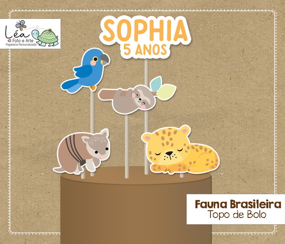 Topo de Bolo Festa Fauna Brasileira