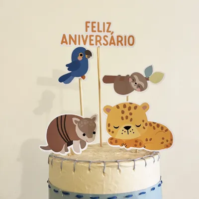 Topo de Bolo Festa Fauna Brasileira