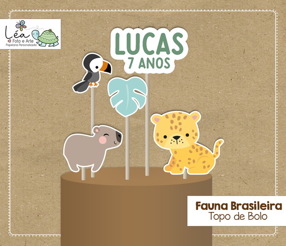 Topo de Bolo Festa Fauna Brasileira