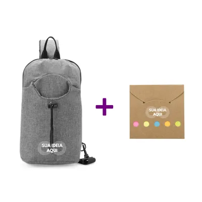 100 Kit com mochila de ombro + mini bloco ecológico Personalizado Brinde Atacado