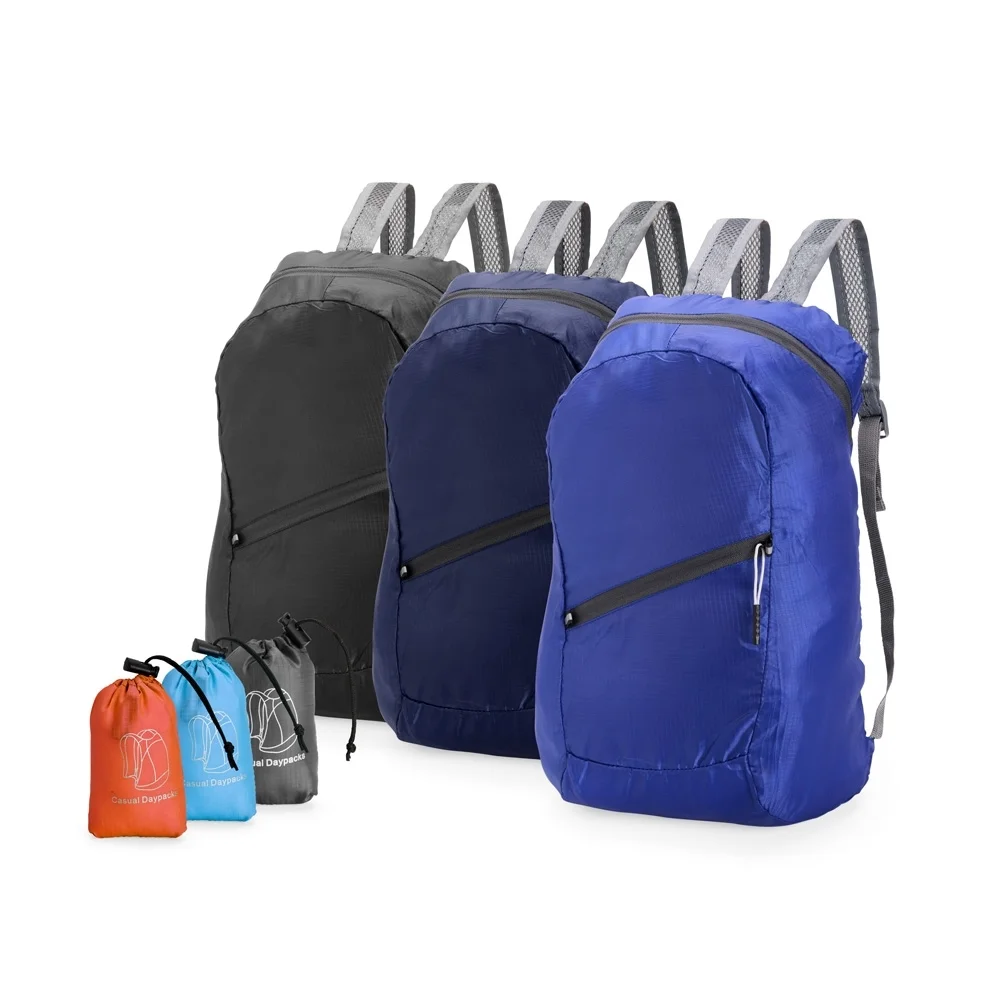 30 Kit com mochila dobrável 16L + bloco ecológico com caneta Personalizado brinde atacado - Imagem 2