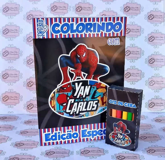 Kit para Colorir com Giz de Cera Homem Aranha