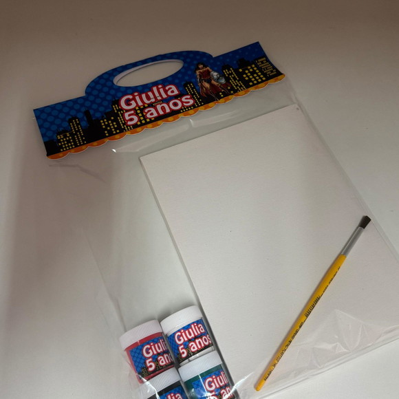 Kit Pintura Tela com Guachê Personalizada Super Herois